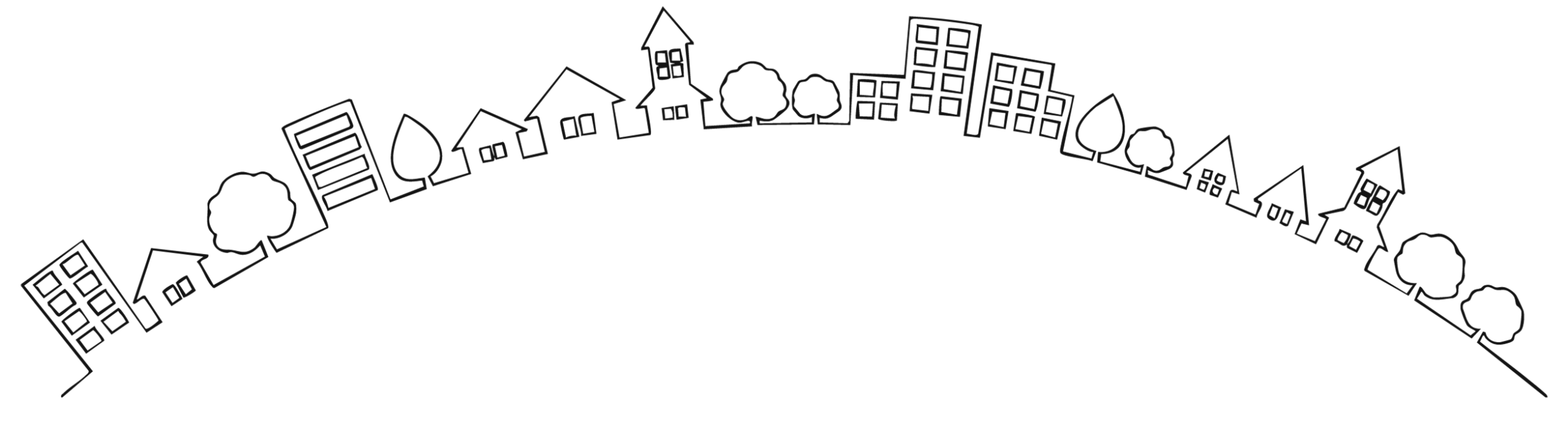 町並みのアーチイラスト